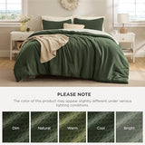 Bedsure Waffle Comforter Set Queen, Soft and Breathable Dark Green Bedding Comforter Set, 3 Pieces, 1 Waffle Weave Comforter (90"x90") and 2 Pillowcases (20"x26") Bedsure
