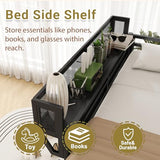 Full Size Loft Bed with Storage Shelves & Soft Foam Ladder, Metal High Loft Bed with Large Under-Bed Space & Guardrail, Heavy-Duty Modern Beds for Adults Teens and Kids, No Box Spring Needed, Black Aurnienofus