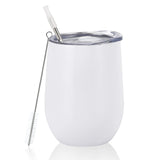 Lifecapido Sublimation Blanks Wine Tumblers 12oz, Stainless Steel Stemless Wine Tumblers, Double Wall Vacuum Insulated Wine Tumbler with Lids for Wine Coffee Champaign Juice Cocktails, White Lifecapido