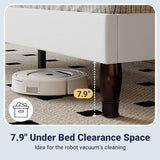 Allewie King Bed Frame with Adjustable Velvet Tiara Headboard, Upholstered Diamond Button Tufted Platform Bed, Wood Slats Support, No Box Spring Needed, Mattress Foundation, Easy Assembly, White Allewie