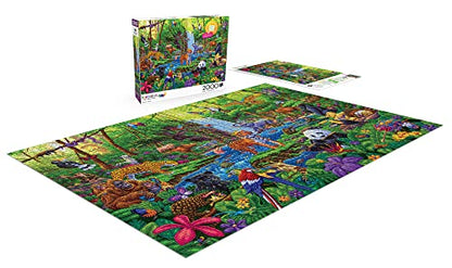 Buffalo Games - Jungle Jumble - 2000 Piece Jigsaw Puzzle for Adults Challenging Puzzle Perfect for Game Nights - 2000 Piece Finished Size is 38.50 x 26.50 - WoodArtSupply