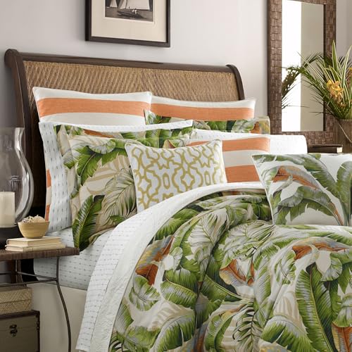 Tommy Bahama - King Comforter Set, Cotton Sateen Bedding with Matching Shams & Bedskirt, Bedding Set for All Seasons (Palmiers Green, King) Tommy Bahama