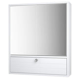 Elegant White Wall-Mounted Bathroom Mirror Cabinet with Adjustable Shelves Tangkula