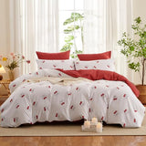 Bildenly White Comforter Set Full Size - Red Cherry Quilt Bedding Set 3 Pieces, Comforter Set Full, Soft & Lightweight Comforter(79‘’ x 90‘’) for Girl All Season & 2 Pillowcases(30‘’x20‘’) Bildenly
