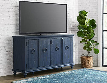 Martin Svensson Home Garden District Rustic Blue Solid Wood 65" TV Stand - WoodArtSupply