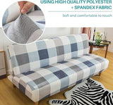 ele ELEOPTION Armless Sofa Bed Cover Stretch Slipcover Folding Couch Cover Futon Covers Full Size Furniture Protector Grid Print Color ele ELEOPTION