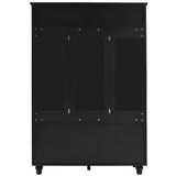 Merax Wood Hall Tree with Shoe Storage Bench for Entryway, 5-in-1 Coat Rack with 4 Hooks and Shelves for Entrance, Hallway Black Merax