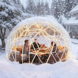 Gasgo Garden Dome Tent, 12 x 7.2 ft Outdoor Clear Bubble Tent for 2-4 Person, All-Weather Geodesic Dome Greenhouse with Window & Door, PVC Transparent Tent for Patio, Camping, Party (12FT - White) Gasgo