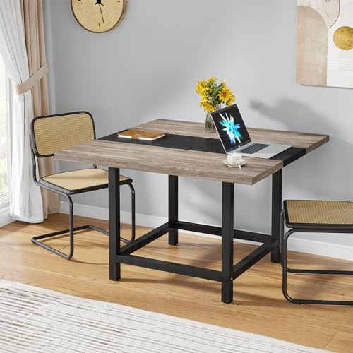 LITTLE TREE 39-Ince Square Small Conference Room Table for 4 People,Wood Computer Desk for Home Office, Small Space (Chair not Included) - WoodArtSupply