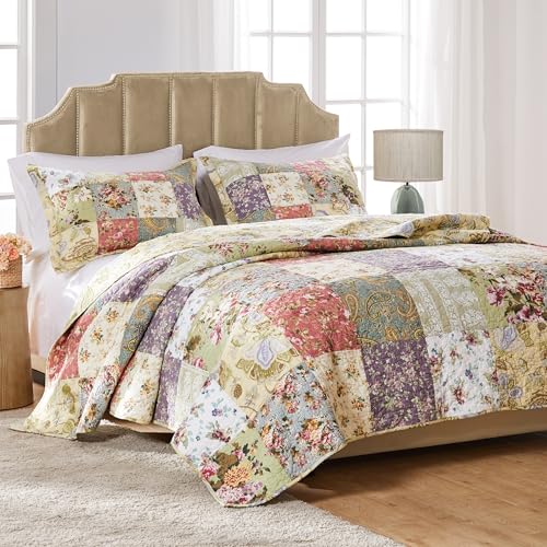 Greenland Home Blooming Prairie 100% Cotton Authentic Patchwork Reversible Quilt Set, 3-Piece Full/Queen Greenland Home Fashions