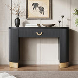 Merax Modern Vertical Ribbed Console Table with Functional Storage Drawer & Column Legs, Entryway Hallway Sofatable for Living Room, Black Merax