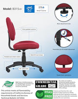 BOSS Office Products Perfect Posture Delux Fabric Task Chair Without Arms in Burgundy (B315-BY) BOSS