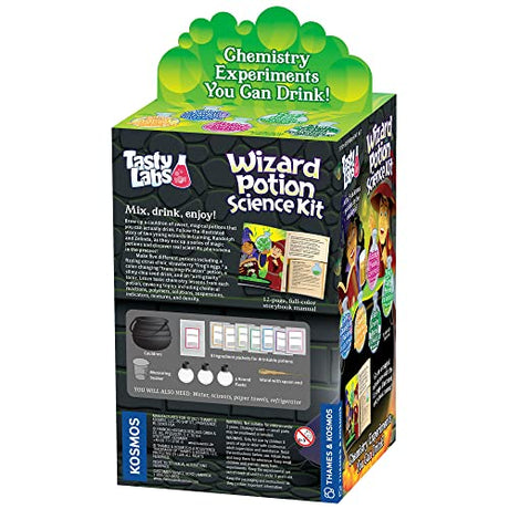 Tasty Labs Wizard Potion Science Kit - Make 5 Magical Potions, Chemistry Experiments Safe to Drink, Includes Cauldron & Wand - Study Reactions, Polymers & More Thames & Kosmos