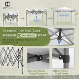CAPHAUS 12ft x 12ft Patented One-Push Pop Up Outdoor Canopy Tent, Heavy-Duty Commercial Grade w/Central Lock, Portable and Instant Folding Shelter with Wheeled Carry Bag and Weight Bag, White CAPHAUS