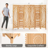 Asnefeli Wooden Room Divider Wall, 6 Panel Divider Screens, Folding Privacy Screen, 5.6 FT Wall Divider Room, Carved Room Divider Panel, Portable Wall Divider for Home Bedroom Office (Natural) Asnefeli