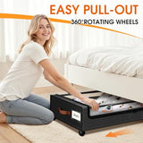 SpaceHacks Under Bed Storage with Wheels 3Pack Storage Containers with Clear Window&Label Under Bed Drawers Rolling Under Bed Storage for Clothes,Shoes, Blankets (30.71 x 16.93 x 6.69 in, Black) SpaceHacks