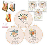 Harimau 3 in Beginner Embroidery Kit,Floral Plant Pattern,Cross Stitch Kits, Including Stamped Embroidery Cloth with 3 Embroidery Hoops, Color Threads and Embroidery Kits