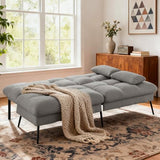 COMHOMA Convertible Sofa Bed,72″Fabric Couch with Adjustable Backrest,Loveseat Recliner Sleeper Living Room Furniture futon Set,Grey COMHOMA