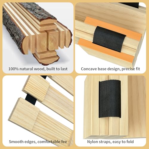 Japanese Tatami Mat Floor Bed, Knotless Solid Wood, Roll-Up Slatted Bed Plate with 2 Storage Straps, Moisture-Proof and Breathable for Floor Sleeping or Futon Mattress, Queen FHNI