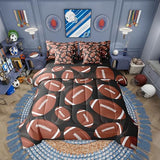 Erosebridal Football 7 Piece Bedding Set Twin Rugby Comforter Set with Sheets Ball Games Gaming Sports Kids Boys Men Girls Bed in A Bag Competition Black Brown Bed Sets Erosebridal