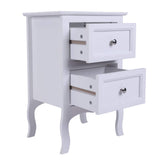 Karl home White Nightstand Set of 2. Farmhouse End Side Table Set of 2 Bedside Nightstands Chest with Drawers Small Night Stand with 2 Drawer and Solid Wood Legs for Bedroom, Living Room Karl home