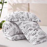Bedsure Queen Comforter Set - Bright White Bed Set, 3 Pieces Cute Floral Bedding, 1 Soft Reversible Botanical Flowers Comforter and 2 Pillow Shams Bedsure