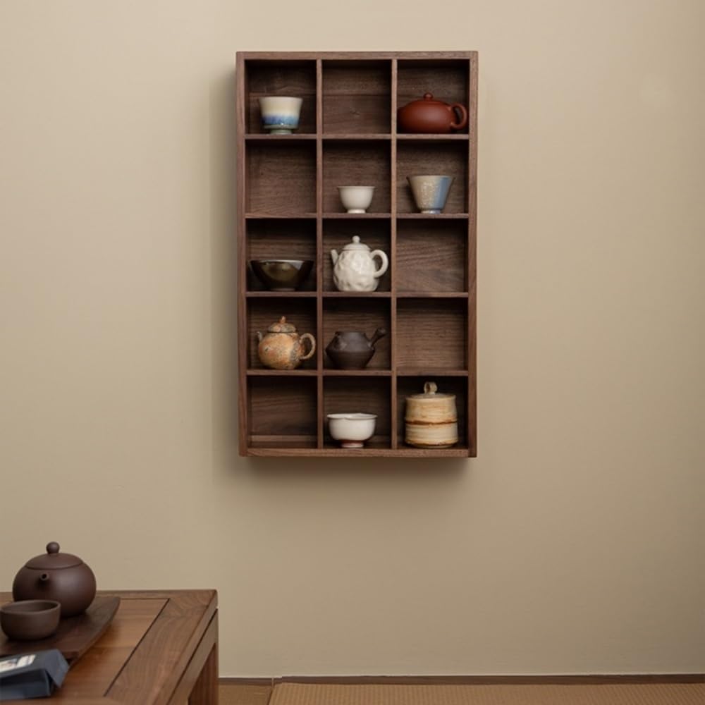 YWSXHS Wall Mounted Decor Display Case, Solid Wood Display Stand, Wood Knick Knack Floating Shelf, for Collectible Figurines, Trinkets, Curios, Succulents YWSXHS