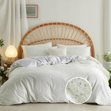 CCoutueChen Blue Gingham Duvet Cover Full 3Pcs 100% Cotton Blue Floral Bedding Set Farmhouse Flower Plaid Bedding Soft Breathable Cottage Duvet Cover Set with 2 Pillowcases(No Comforter) CCoutueChen