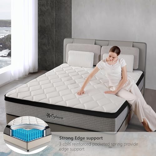 OGlAWA Twin Mattress in a Box,10 Inch Twin Mattresses,Gel Memory Foam Medium Firm Grey Hyrid Mattress,Quality Comfort and Adaptive Support Breathable Cooling Twin Mattress,CertiPUR-US. OGIAWA