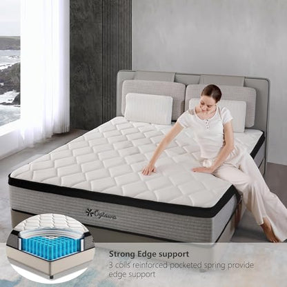 OGlAWA Twin Mattress in a Box,10 Inch Twin Mattresses,Gel Memory Foam Medium Firm Grey Hyrid Mattress,Quality Comfort and Adaptive Support Breathable Cooling Twin Mattress,CertiPUR-US.