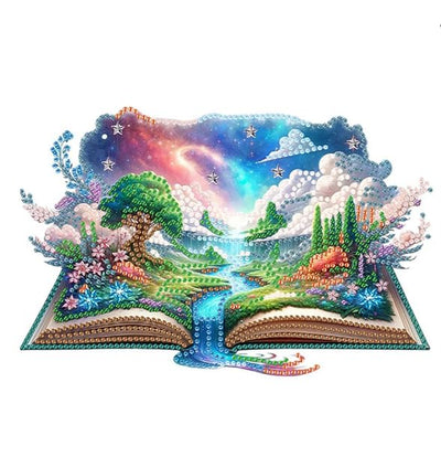 DIY Diamond Desktop Decoration Waterfall Magic Book, Crystal Diamond Art Painting Desktop Decorations Single Side, Diamond Decoration Suitable For Adult Beginners Home Office Decoration Crafts Gifts