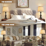 Upgraded Touch Table Lamps Set of 2, 22" Tall Bedside Lamps with USB C+A Ports, 3 Way Dimmable Nightstand Lamps for Bedroom, Living Room, Office, Black Lamps with Beige Lampshade, Bulb Included Luvkczc