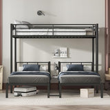 Bellemave Metal Twin Over Twin Over Twin Bunk Beds for 3 Kids, Heavy Duty Triple Bunk Bed Frame with Built-in Desk,3 Bed Bunk Beds,Twin Size Triple Bed,Detachable,Black Bellemave