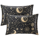 EXQ Home Satin Pillowcase for Hair and Skin Queen - Black Printed Silk Pillow Cases 2 Pack 20x30 inches - Satin Pillow Cases Set of 2 with Envelope Closure, Gifts for Women Men EXQ Home