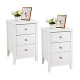 Bonnlo Upgraded White Night Stands for Bedrooms Set of 2, Modern Nightstand with 3 Drawers, Wooden Bed Side Table for Small Spaces, College Dorm, Kids’ Room, Living Room, 16W x 16D x 24H Bonnlo
