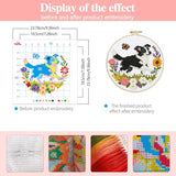 Zhenqing Collie Dog Cross Stitch Kit with Floral Garden, 11CT Printed 24x24cm, Beginner Embroidery Set Including 20cm Hoop(70795)
