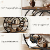 Tribesigns 47" Console Table for Living Room, 5-Tier Industrial Entryway Table with Metal Frame, Narrow Sofa Table Behind Couch Accent Tables for Entryway, Hallway, Foyer, Rustic Brown Tribesigns