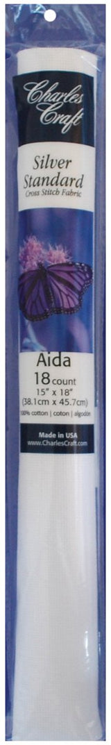 Charles Craft Silver Label Aida 18 Count 15"X18" Soft Tube-White DMC