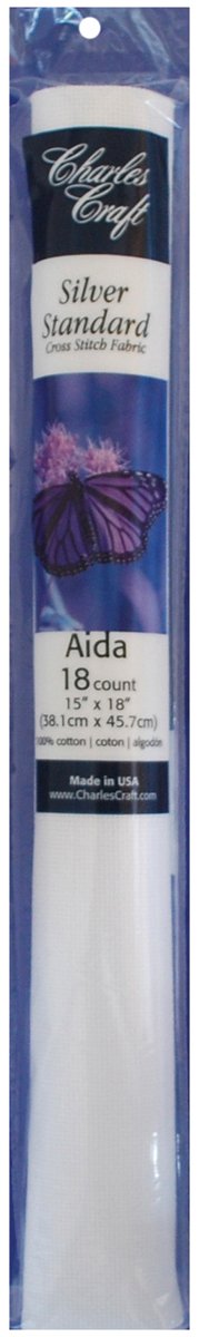 Charles Craft Silver Label Aida 18 Count 15"X18" Soft Tube-White DMC