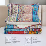 WONGS BEDDING Bohemian Quilt Set Full Size, Boho Striped Pattern Quilts Bedspread Set for All Season, Soft Microfiber Coverlet Bedding Set 78"x90"(3 Pieces, Full) WONGS BEDDING