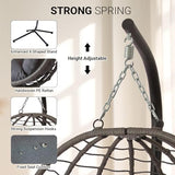 JOINFUN Egg Chair with Stand, Patio Wicker Hanging Swing Egg Chair Thickened, Galvanized Pipe Steel Frame and UV Resistant Cushion for Bedroom Garden Indoor Outdoor, 350LBS Capacity (Drak Grey)