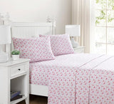 Beatrice Home Fashions Printed Microfiber Sheet Set, Soft Comfortable Easy Care, Includes 1 Fitted Sheet with 12" Deep Pockets, 1 Flat Sheet, Pillowcase, Full, Pink Flamingo Beatrice Home Fashions