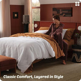 Bedsure Cotton Duvet Cover King - 100% Cotton Waffle Weave Bright White Duvet Cover King Size, GentleSoft™ and Breathable Bedding Set for All Season, 3 Pieces, 104"x90" Bedsure