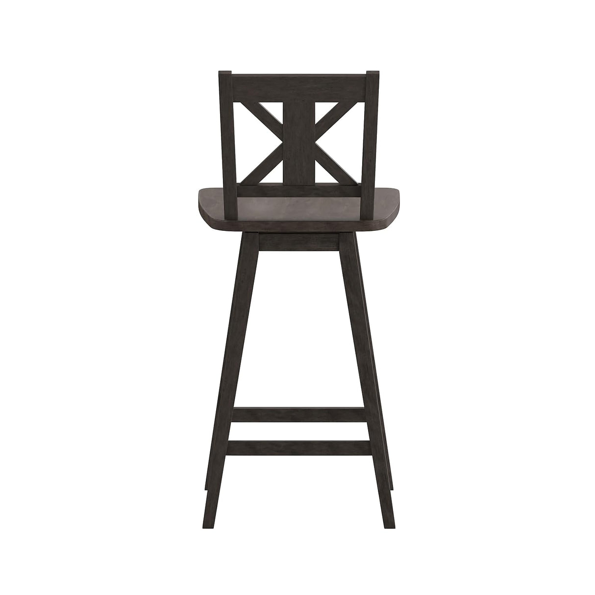 Flash Furniture Gwendolyn Commercial Grade Modern Farmhouse Barstool - Gray Wash Walnut Solid Wood Frame - Bar Height - 360° Swivel Seat - Integrated Footrest Flash Furniture