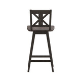 Flash Furniture Gwendolyn Commercial Grade Modern Farmhouse Barstool - Gray Wash Walnut Solid Wood Frame - Bar Height - 360° Swivel Seat - Integrated Footrest Flash Furniture