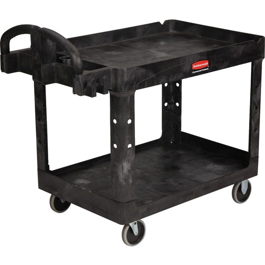 Rubbermaid Commercial 452088BK Heavy-Duty Utility Cart Two-Shelf 25-1/4w x 44d x 39h Black - WoodArtSupply