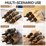 KIRIGEN Wooden 8-Bottle Wine Rack - 3-Tier Wood Wine Display Rack/Free Standing and Countertop Wine Storage Shelf - Bottle Holder/Cabinet Glass Rack Natural XHJJ3-NA KIRIGEN