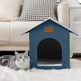 Outdoor Cat House, Outdoor Cat Shelter Feral Cat, Outside Waterproof Cat House for Outdoor/Indoor Cats, Insulated Cat House for Winter with Cozy Cushion, Easy to Assemble, Navy Blue Siedihit
