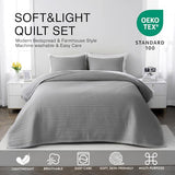 Twin Quilt Set – 68"x86" Soft Washed 3-Layer Lightweight Bedspread with Multi-Lock Quilting, Minimalist Nordic Bedding, All-Season Quilt for Spring, Summer & Fall (1 Quilt + 2 Pillow Shams), Grey DAWNDIOR