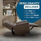Oversized Recliner Chair for Big and Tall Adults – Power Zero Gravity Recliner with Wide Seat, Heavy-Duty Big Man, Supports Up to 450 lbs, Brown
